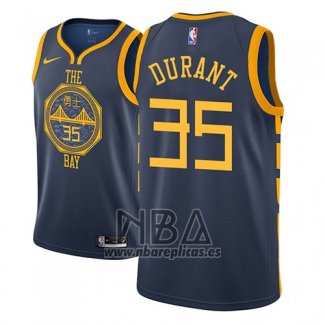 Camiseta Golden State Warriors Kevin Durant NO 35 Ciudad 2018-19 Azul
