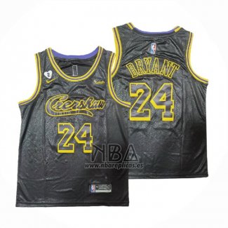Camiseta Los Angeles Lakers Kobe Bryant NO 24 Crenshaw Black Mamba Negro