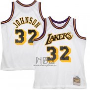 Camiseta Los Angeles Lakers Magic Johnson NO 32 Mitchell & Ness1984-85 Blanco