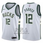 Camiseta Milwaukee Bucks Jabari Parker NO 12 Motorcycles Harlry 2017-18 Blanco