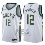 Camiseta Milwaukee Bucks Jabari Parker NO 12 Motorcycles Harlry 2017-18 Blanco