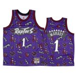 Camiseta Toronto Raptors Tracy Mcgrady NO 1 Hardwood Classics Tear Up Pack Violeta