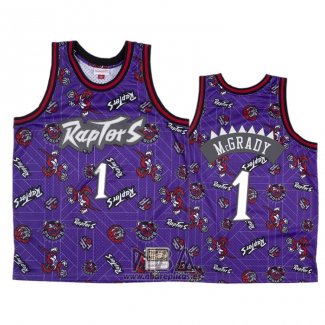 Camiseta Toronto Raptors Tracy Mcgrady NO 1 Hardwood Classics Tear Up Pack Violeta