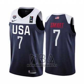 Camiseta USA Marcus Smart NO 7 2019 FIBA Basketball World Cup Azul